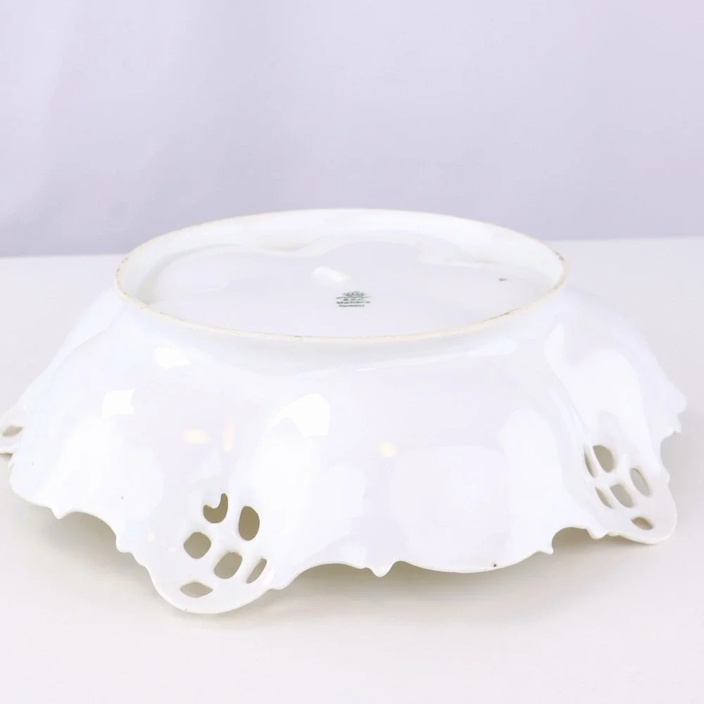 Vintage BRC Moliere Germany Reticulated Floral Porcelain Centerpiece Bowl 10
